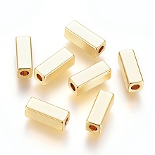 Honeyhandy Brass Beads, Long-Lasting Plated, Cuboid, Real 18K Gold Plated, 8x3x3mm, Hole: 1.6mm