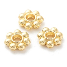 Honeyhandy Rack Plating Alloy Beads, Lead Free & Cadmium Free, Long-Lasting Plated, Flower, Real 18K Gold Plated, 7.5x2mm, Hole: 2mm