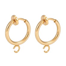 Honeyhandy Brass Clip-on Hoop Earring Findings, for Non-pierced Ears, Lead Free & Cadmium Free, Golden, 15.5x11x1.5~4.5mm, Hole: 1.5mm