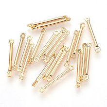 Honeyhandy Brass Bar Links connectors, Nickel Free, Real 18K Gold Plated, 13x2x1mm, Hole: 1mm