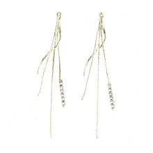 Honeyhandy Brass Chain Tassel Big Pendants, with Rhinestone, Light Gold, 79~82mm, Hole: 1.2mm