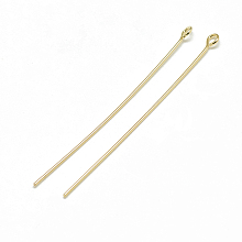 Honeyhandy Brass Eye Pins, Real 18K Gold Plated, 50x0.8mm, Hole: 1mm