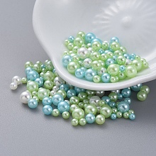 Honeyhandy ABS Plastic Imitation Pearl, No Hole Beads, UV Resin Filler, Epoxy Resin Jewelry Making, Round, Light Green, 2.3~4.7mm, about 250pcs/bag