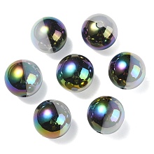 UV Plating Rainbow Iridescent Opaque Acrylic Beads, Two Tone, Round, Black, 17.5mm, Hole: 2.7mm