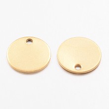 Honeyhandy Ion Plating(IP) 304 Stainless Steel Charms, Stamping Blank Tag Pendant, Flat Round, Golden, 12x1mm, Hole: 1mm