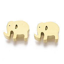 Honeyhandy 304 Stainless Steel Beads, Elephant, Golden, 7.5x9x3mm, Hole: 2mm