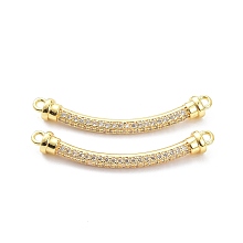 Honeyhandy Brass Micro Pave Clear Cubic Zirconia Normal Link Connectors, Long-Lasting Plated, Rectangle, Real 18K Gold Plated, 38x5mm, Hole: 1.6mm