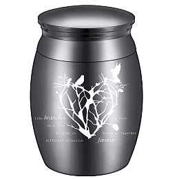 CREATCABIN Alloy Cremation Urn Kit, with Disposable Flatware Spoons, Silver Polishing Cloth, Velvet Packing Pouches, Tree of Life Pattern, 40.5x30mm, 1pc