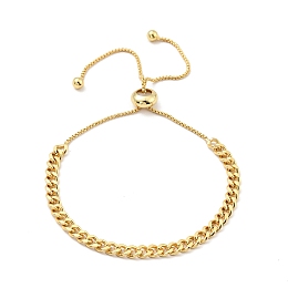 Honeyhandy Brass Cable Chains Slider Bracelet for Women, Cadmium Free & Nickel Free & Lead Free, Real 18K Gold Plated, Inner Diameter: 1-1/2~3-3/8 inch(3.8~8.5cm)