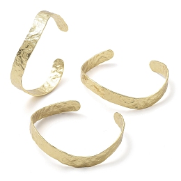 Rack Plating Brass Open Cuff Bangles, Long-Lasting Plated, Lead Free & Cadmium Free, Real 18K Gold Plated, Inner Diameter: 2-1/4x2 inch(5.7x5.1cm)