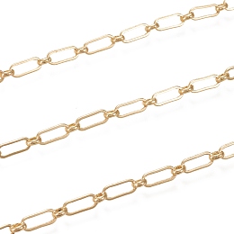 Honeyhandy Brass Cable Chains, Paperclip Chains, Drawn Elongated Cable Chains, with Spool, Long-Lasting Plated, Soldered, Real 18K Gold Plated, 9x4x1mm and 4x3.5x1.5mm, about 16.4 Feet(5m)/roll