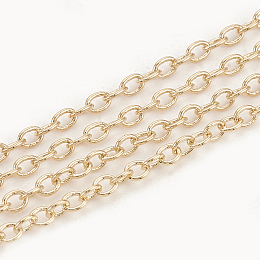 ARRICRAFT Brass Cable Chains, Soldered, with Spool, Oval, Real 18K Gold Plated, 2.5x2.1x0.4mm, about 98.42 Feet(30m)/roll