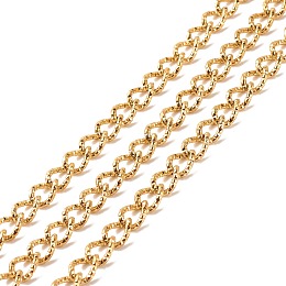 Honeyhandy Ion Plating(IP) 304 Stainless Steel Curb Chains, Textured, Unwelded, with Spool, Golden, 10x7x1.5mm, about 16.40 Feet(5m)/Roll