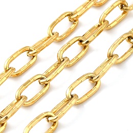 Honeyhandy Ion Plating(IP) 304 Stainless Steel Textured Oval Link Chains, Cable Chains, Unwelded, with Spool, Golden, 12x6x1.5mm