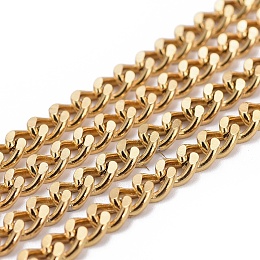 Honeyhandy Ion Plating(IP) 304 Stainless Steel Curb Chains, Twisted Chains, Unwelded, with Spool, Real 21K Gold Plated, 7x5x2mm, about 32.8 Feet(10m)/roll