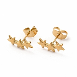 Honeyhandy 304 Stainless Steel Star Stud Earrings for Women, Real 18K Gold Plated, 12.5x6mm, Pin: 0.7mm