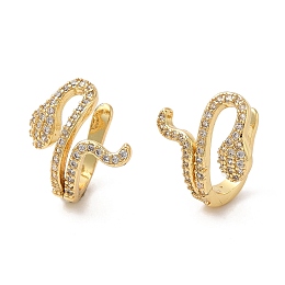 Honeyhandy Rack Plating Brass Snake Cuff Earrings with Cubic Zirconia, Lead Free & Cadmium Free, Real 18K Gold Plated, 16x17x12.5mm