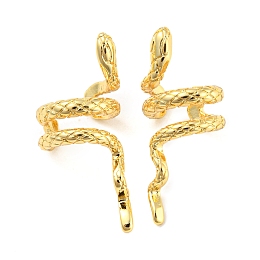 Honeyhandy Rack Plating Brass Snake Cuff Earrings for Women, Lead Free & Cadmium Free, Long-Lasting Plated, Real 18K Gold Plated, 25x11x10mm