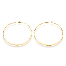 Honeyhandy 304 Stainless Steel Big Hoop Earrings, Hypoallergenic Earrings, Ring, Golden, 72x2mm, 12 Gauge, Pin: 1x0.7mm