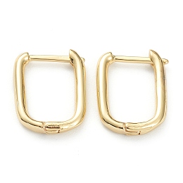 Honeyhandy Brass Huggie Hoop Earrings, Long-Lasting Plated, Rectangle, Real 18K Gold Plated, 16x12x2mm, Pin: 0.8mm