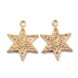 Honeyhandy Zinc Alloy Pendants, Cadmium Free & Lead Free, Star, Golden, 23x17x2mm, Hole: 1.8mm