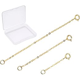 SUNNYCLUE 3 Size 925 Necklace Extender Sterling Silver Chain Extender for Women with Clasps & Curb Chains Necklace Extenders Strong Removable Bracelet Anklet Extension for Jewelry Making, Golden