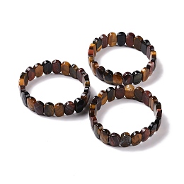 Honeyhandy Natural Tiger Eye Oval Beaded Stretch Bracelet, Gemstone Jewelry for Women, Inner Diameter: 2-1/8 inch(5.4~5.5cm)