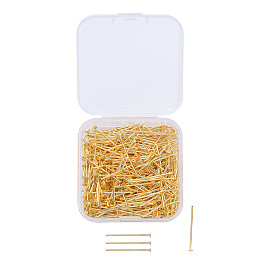 Honeyhandy Iron Flat Head Pins, Golden, 24x0.7mm, 21 Gauge, Head: 2mm, about 450pcs/box