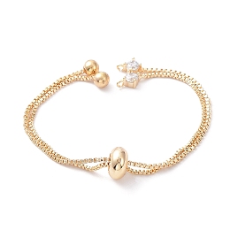 Honeyhandy Rack Plating Brass Box Chain Link Bracelet Making, Slider Bracelets, with Cubic Zirconia, Long-Lasting Plated, Real 18K Gold Plated, 24cm, Single Chain Length: about 12cm