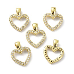 Honeyhandy Brass Cubic Zirconia Pendants, Long-Lasting Plated, Lead Free & Cadmium Free, Real 18K Gold Plated, Heart, Clear, 19.5x15x2.5~5mm, Hole: 2.5x4mm