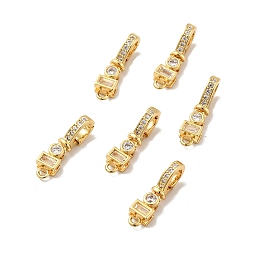 Honeyhandy Brass Micro Pave Clear Cubic Zirconia Fold Over Clasps, Cadmium Free & Nickel Free & Lead Free, Real 18K Gold Plated, Clasp: 7.5x4x3mm, Hole: 1.2mm