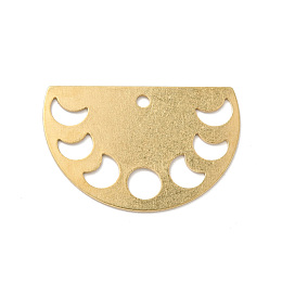 Honeyhandy Brass Pendants, Half Round with Phase of the Moon, Golden, 20x30x0.5mm, Hole: 2mm