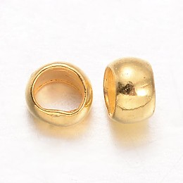 Honeyhandy Rondelle Brass Crimp Beads, Golden, 3x2mm, Hole: 1.5~2mm, about 5200pcs/200g