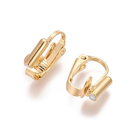 Honeyhandy Brass Clip-on Earring Converters Findings, For Non-pierced Ears, Real 18k Gold Plated, 15.5x12x7.5mm, Hole: 0.6mm