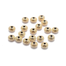 Honeyhandy Yellow Gold Filled Corrugated Beads, 1/20 14K Gold Filled, Rondelle, Real Gold Filled, 3.5x2.5mm, Hole: 0.8mm