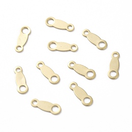 Honeyhandy Brass Chain Tabs, Chain Extender Connectors, Long-Lasting Plated, Real 24K Gold Plated, 9x3x0.5mm, Hole: 1.8mm and 1.2mm