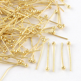 Honeyhandy Brass Ball Head pins, Cadmium Free & Lead Free, Golden, 14x0.5mm, 24 Gauge, Head: 2mm, about 10000pcs/bag