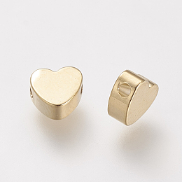 Honeyhandy Brass Beads, Nickel Free, Real 18K Gold Plated, Heart, Real 18K Gold Plated, 6x3mm, Hole: 1mm