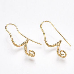 Honeyhandy Brass Earrings, Nickel Free, Real 18K Gold Plated, 32x10mm, Pin: 0.8mm