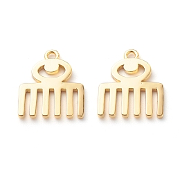 Honeyhandy Brass Pendants, Long-Lasting Plated, Adinkra Symbols DUAFE, Real 18K Gold Plated, 17x14x1mm, Hole: 1.5mm