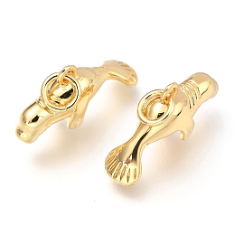 Honeyhandy Brass Pendants, Long-Lasting Plated, with Jump Rings, Manatee/Sea Cow, Real 18K Gold Plated, 19x6x10mm, Junp Ring: 5x0.8mm, Inner Diameter: 3mm