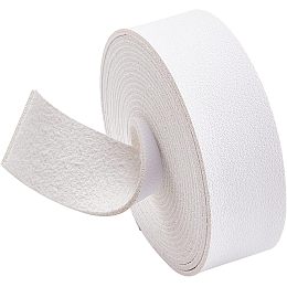 BENECREAT 98 Inch Leather Belt Strips, 1" Wide Lychee Pattern White Leather Strap Flat Single Face Imitation Leather Straps for Cowhide Heavy DIY Craft