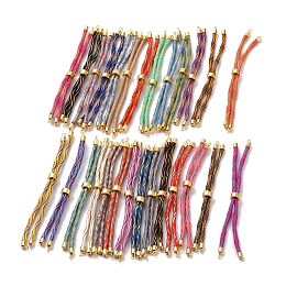 Honeyhandy Nylon Cord Silder Bracelets, for Connector Charm Bracelet Making, with Rack Plating Golden Brass Clasp, Long-Lasting Plated, Cadmium Free & Lead Free, Mixed Color, 9-1/8x1/8 inch(23x0.3cm), Hole: 2mm