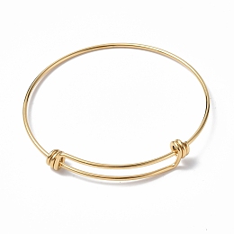 Honeyhandy Ion Plating(IP) Adjustable 304 Stainless Steel Bangles Making, Real 18K Gold Plated, Inner Diameter: 2-5/8 inch(6.55cm)