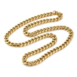 Honeyhandy Ion Plating(IP) 304 Stainless Steel Cuban Link Chain Necklace for Men Women, Golden, 20.00 inch(50.8cm)