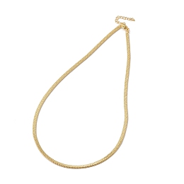 Honeyhandy Brass Flat Snake Chain Necklace, Long-Lasting Plated, Lead Free & Cadmium Free, Real 18K Gold Plated, 16.89 inch(42.9cm)