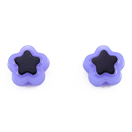 Plating Opaque Acrylic Beads, Metal Enlaced, Star, Slate Blue, 9.5x10x5mm, Hole: 1.6mm, about 1850pcs/500g