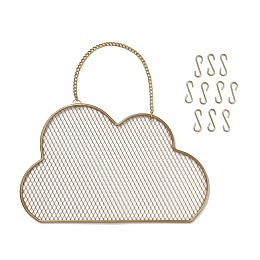 ARRICRAFT Iron Grid Shape Wall Mount Earring Display, Hanging Jewelry Organizer, for Earrings & Necklaces & Bracelets, Cloud, Golden, 31.5cm, Cloud: 30.5x19.4x0.4cm