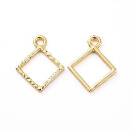 Honeyhandy Zinc Alloy Open Back Bezel Pendants, For DIY UV Resin, Epoxy Resin, Pressed Flower Jewelry, Rhombus, Golden, 15.5x12.5x1.5mm, Hole: 1.6mm