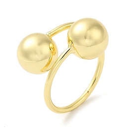 Honeyhandy Rack Plating Brass Round Ball Cuff Rings, Cadmium Free & Lead Free, Long-Lasting Plated, Real 18K Gold Plated, Inner Diameter: 20mm